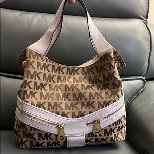 MICHAEL Michael Kors Brown and Cream Shoulder Bag